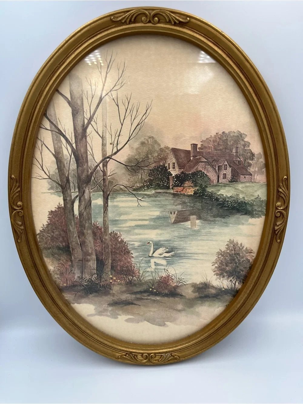 Vintage Homco Oval Watercolor Print by Frank Massa 13